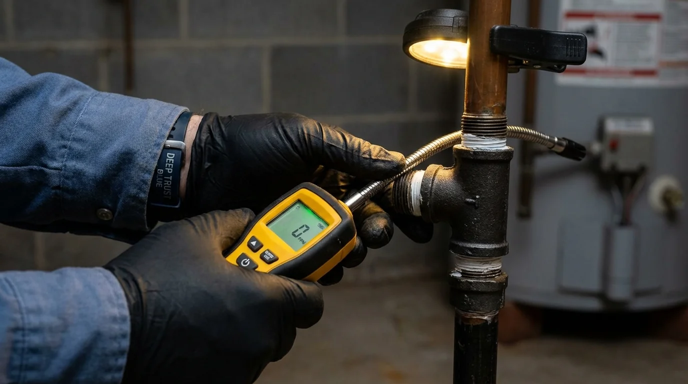 Gas leak detection with electronic sniffer by Johns Plumbing LLC in Waseca