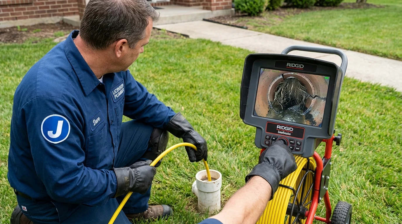 Sewer camera inspection being performed by Johns Plumbing LLC in Waseca
